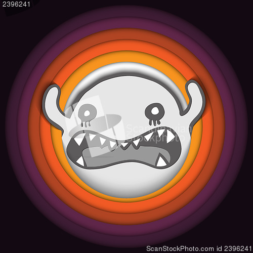 Image of Vector - Halloween Ghost Circle Stripe Background Vector