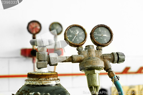 Image of Old industrial gauge closeup photo