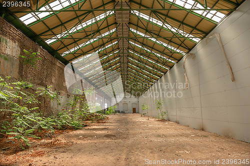 Image of Abandoned industrial interior with bright light