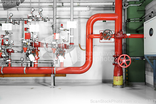 Image of Large CO2 fire extinguishers in a power plant