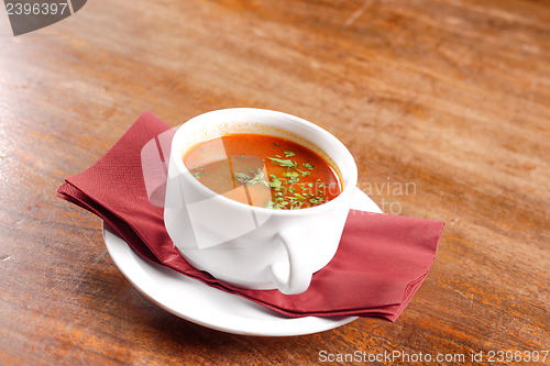 Image of Delicious soup in white dish