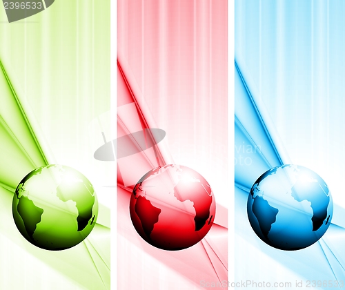 Image of Abstract vector tech banners with globe