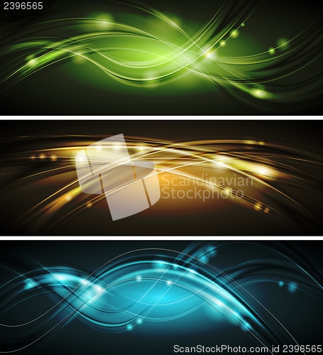 Image of Glowing wavy vector banners