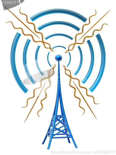 Image of digital transmitter sends signals from high tower