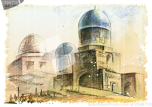 Image of hand drawn illustration of the muslim  architecture