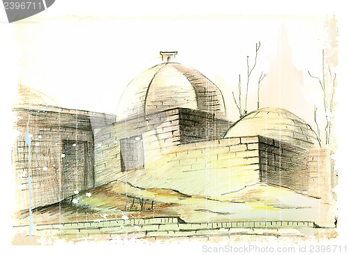 Image of hand drawn illustration of the muslim  architecture