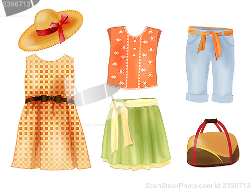 Image of set of summer clothes for girls