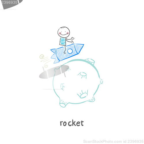 Image of man on rocket