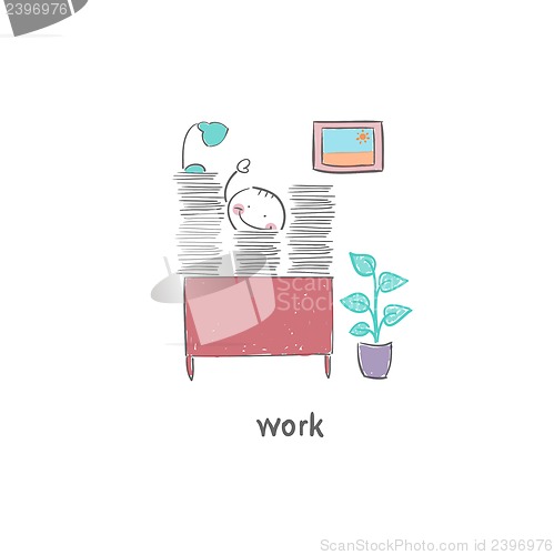 Image of People working in the office. Illustration.