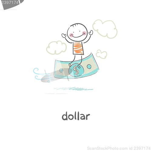 Image of Man and money. Illustration.