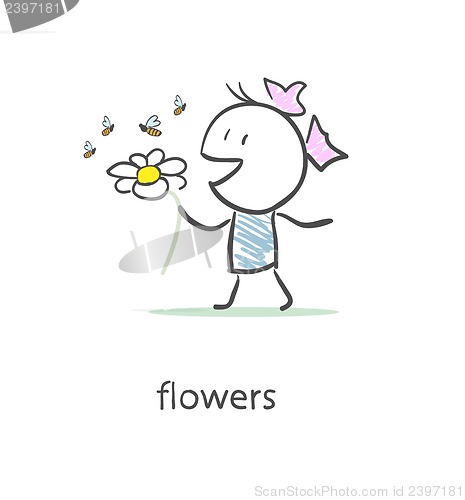 Image of Girl and flower