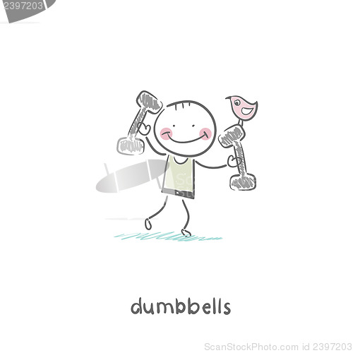 Image of Man lifts dumbbells