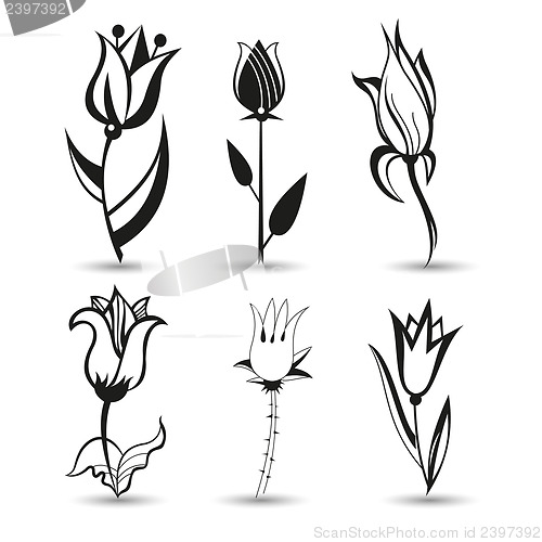 Image of flower icon set