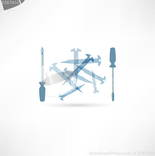 Image of Screwdriver and screws .Repair Icon