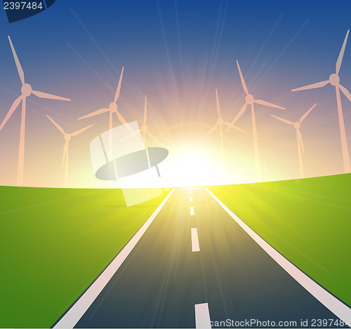 Image of Wind Turbines Landscape 