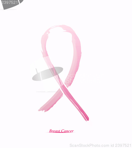 Image of Pink ribbon on her chest to support breast cancer cause or AIDS.