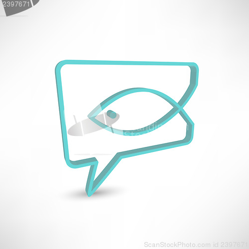 Image of Christian religion symbol fish. Concept speech bubbles