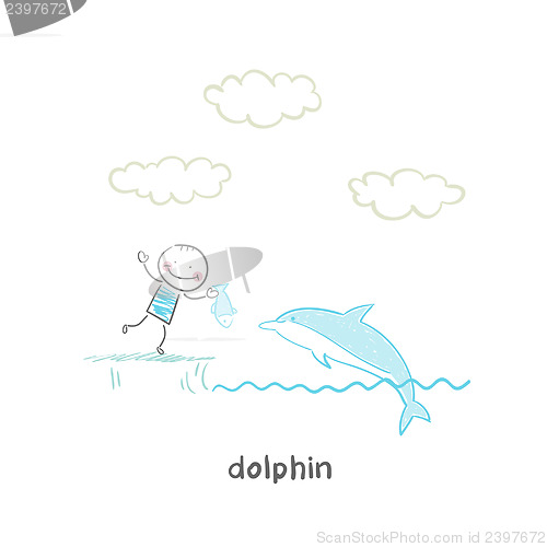 Image of dolphin and man