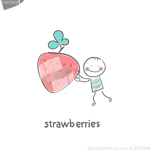 Image of Man and strawberries