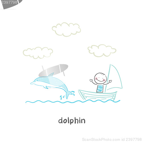 Image of dolphin and man