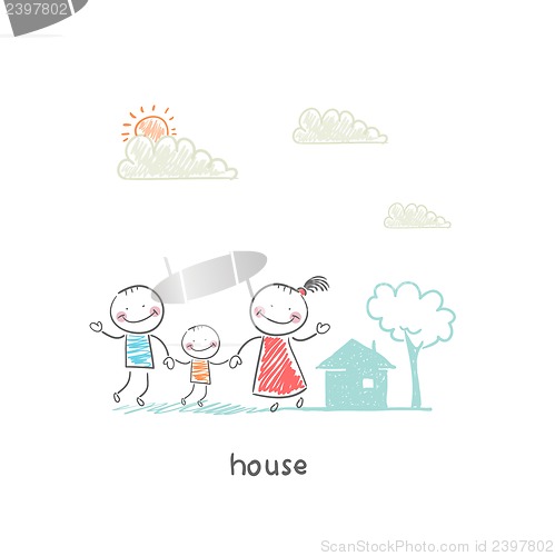 Image of Family and home. Illustration.