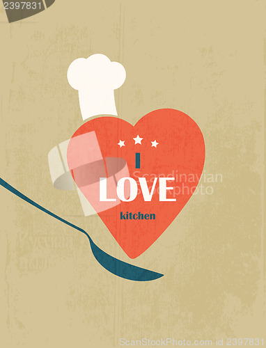 Image of I love the kitchen. Retro poster.