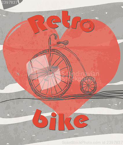 Image of old retro bicycle grunge background