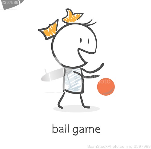 Image of Cartoon girl playing ball