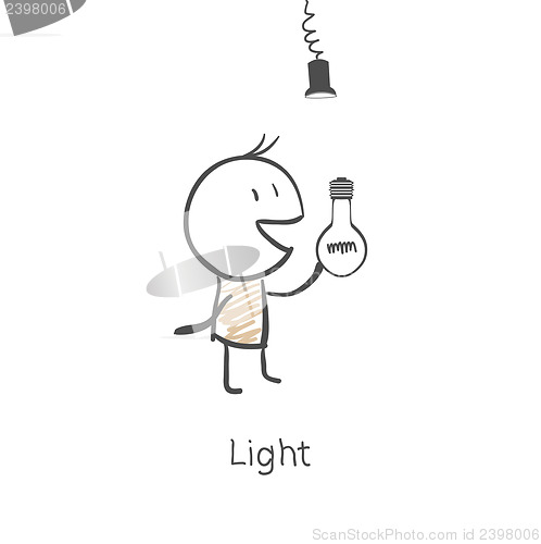 Image of Man screw the light bulb