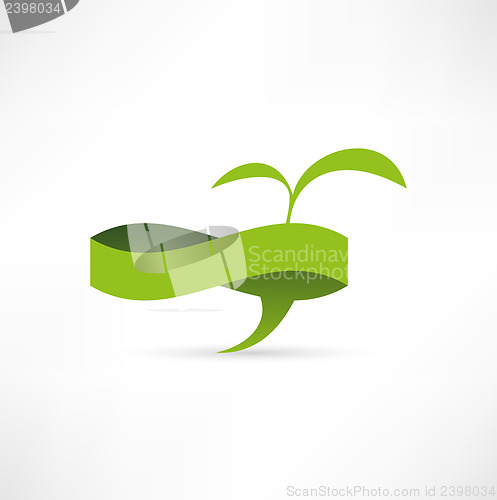 Image of Green eco banner. Bubble for speech