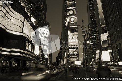 Image of Times square in sepia