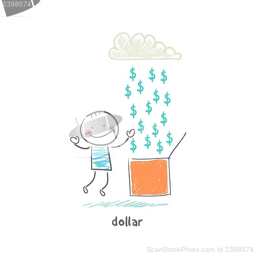 Image of Rain of dollars. Illustration.