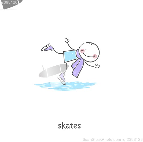 Image of People skating on the ice. Illustration.