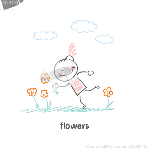 Image of Girl and flowers