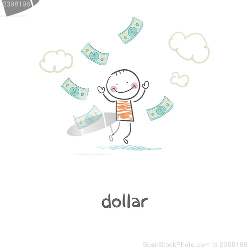 Image of Man and money. Illustration.
