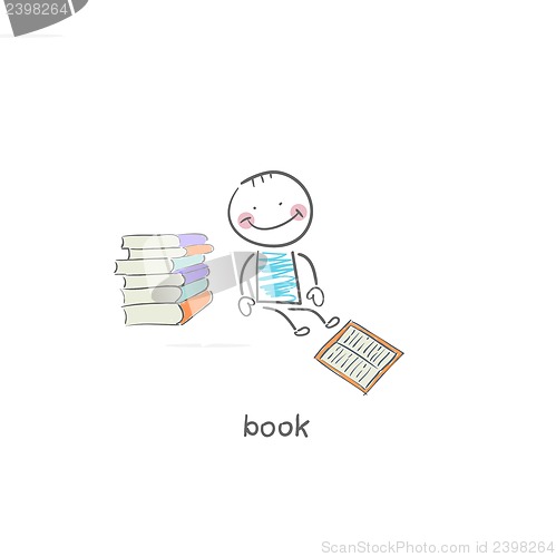 Image of Reader of books. Illustration.