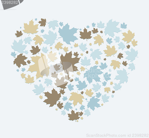 Image of heart made ??out of maple leaves