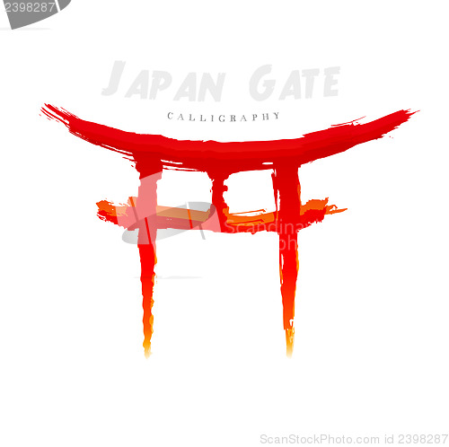 Image of Japan Gate calligraphy. Abstract symbol of hand-drawn