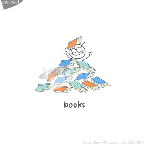 Image of Reader of books. Illustration.