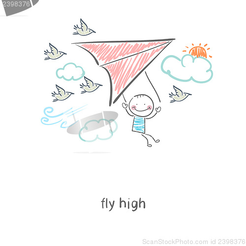 Image of Man flying a hang glider