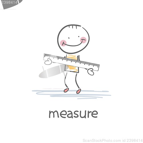 Image of A person with a ruler. Illustration.