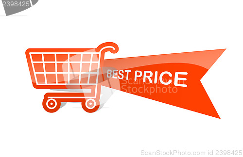 Image of Sale design sticker with shopping basket. Best price