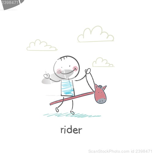 Image of Rider on a horse toy. Illustration.