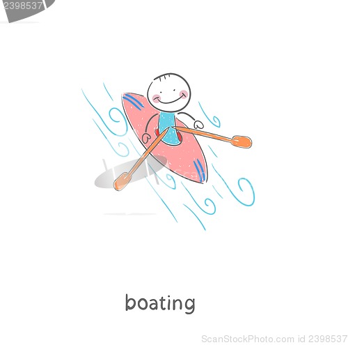 Image of A man in a kayak. Illustration.