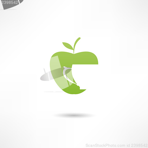 Image of An apple and a cup. Icon of apple juice