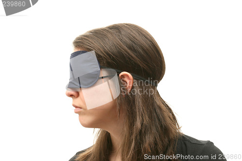 Image of Woman wearing a blindfold
