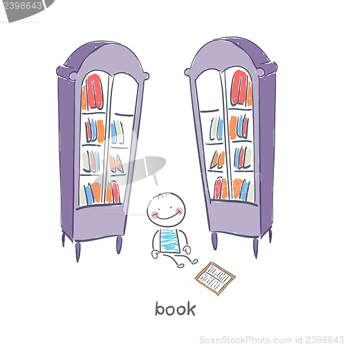 Image of Reader of books. Illustration.