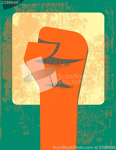 Image of Red clenched fist retro poster