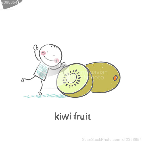 Image of Kiwi fruit and a man