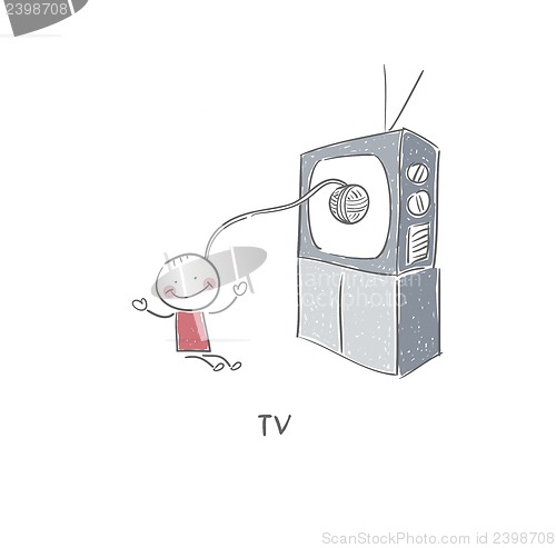 Image of Man and TV